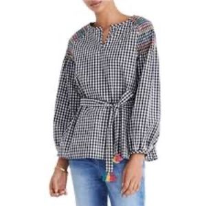 Madewell gingham smocked top